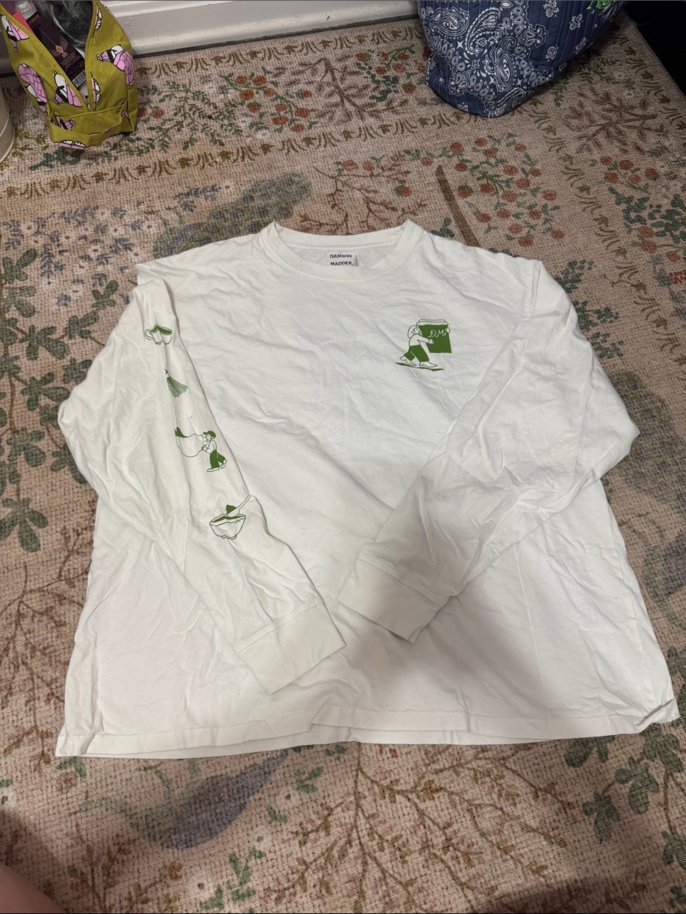 Damson Madder Oversized Long-Sleeve Graphic Shirt with Matcha Illustration